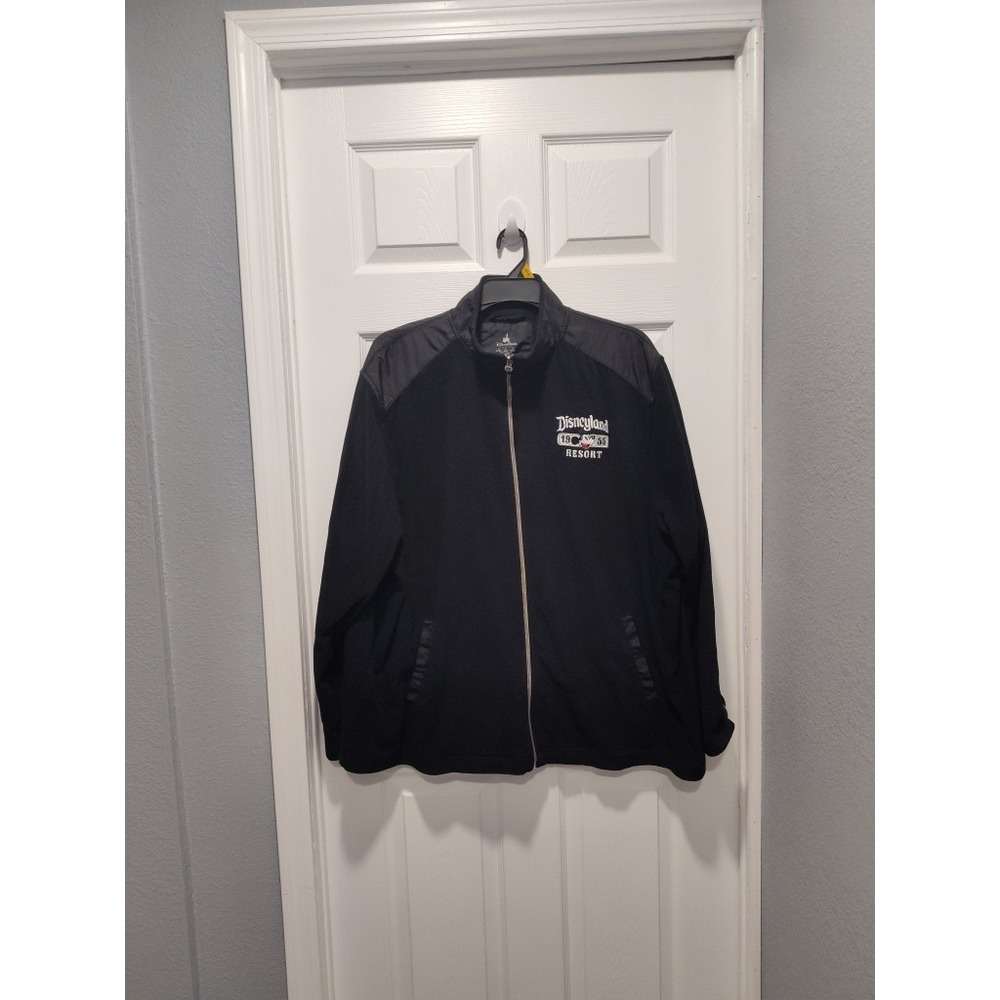 Disney Parks Disneyland Resort 1955 Fleece Full Zip Jacket Black XXL Elbow Pads